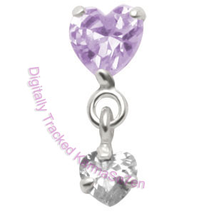 Hearts - Lav-Crystal - Tragus Dangling Ear Stud